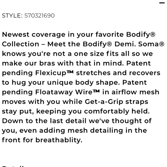 Soma Black Bodify Perfect Coverage Underwire Bra 34D - Picture 5 of 7